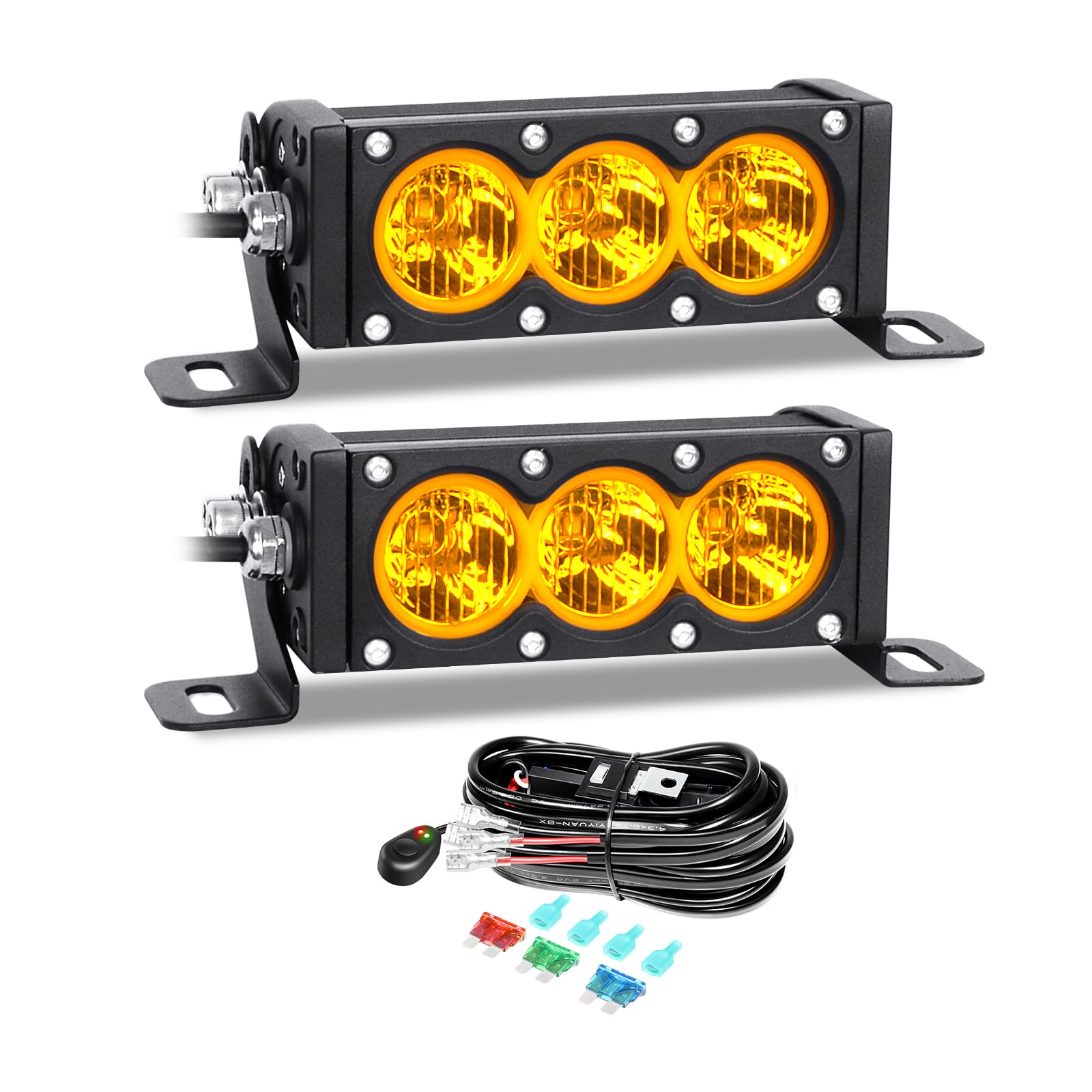 AUXTINGS 2 x 15 cm bursztynowa listwa świetlna LED z jednym rzędem 30 W, 30 W, lampa przeciwmgielna, światło robocze, LED, UTV, ciężarówka, 4x4, samochody, SUV, ATV, światła przeciwmgielne z