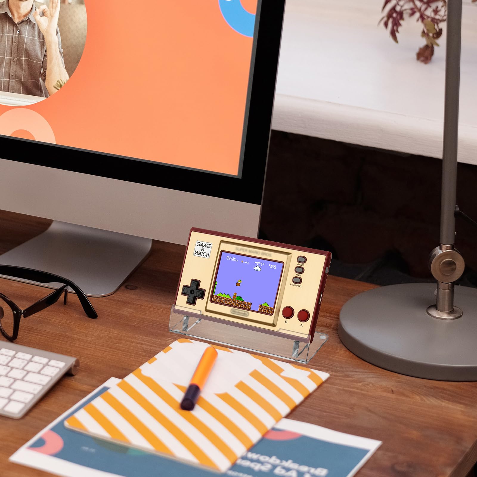 Soporte de acrílico transparente compatible con Nintendo New Game & Watch portátil para consola de juegos