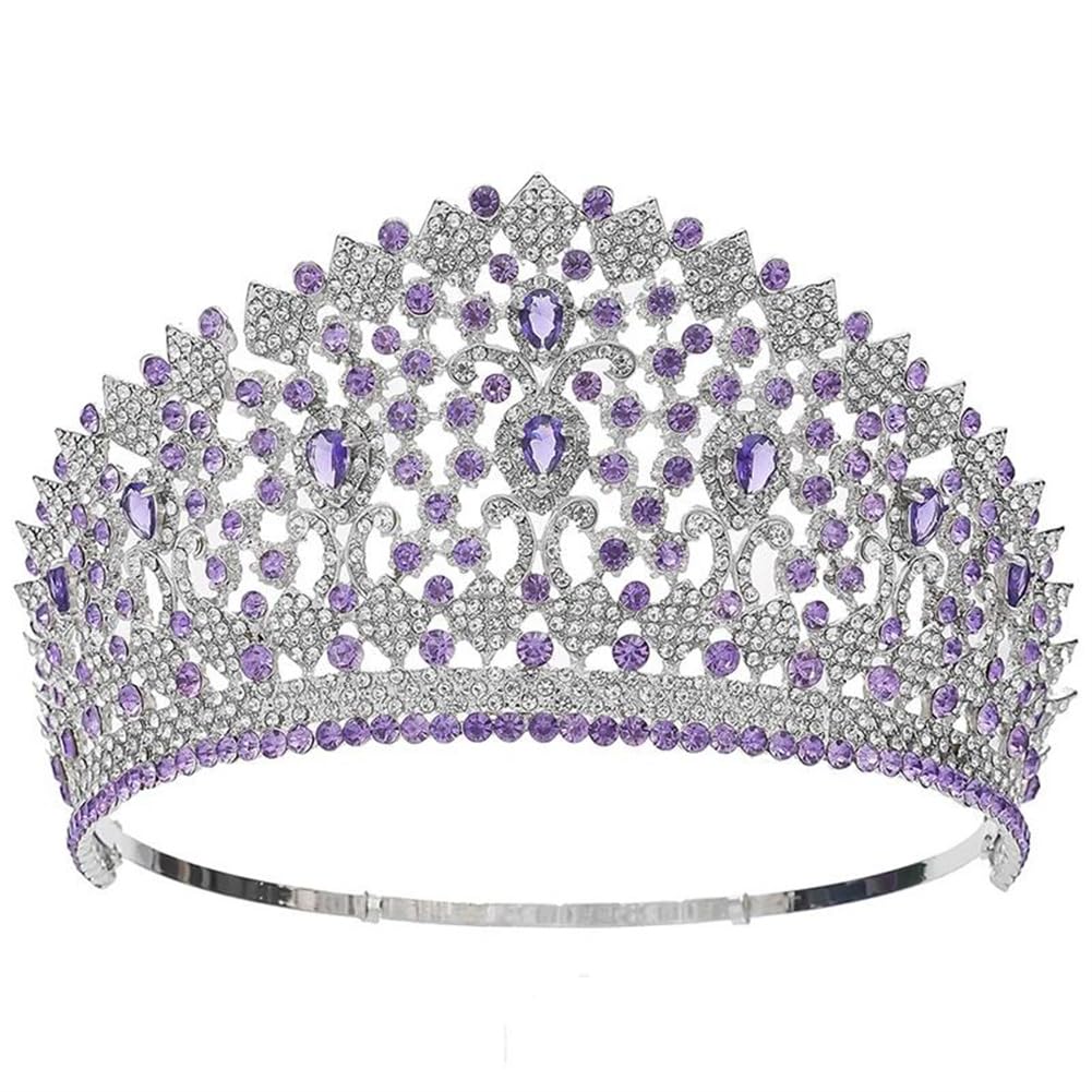 LNNSHX Frauen Big Diadem Tiaras Braut Kopfschmuck Hochzeit Braut Krone Festzug Haarschmuck