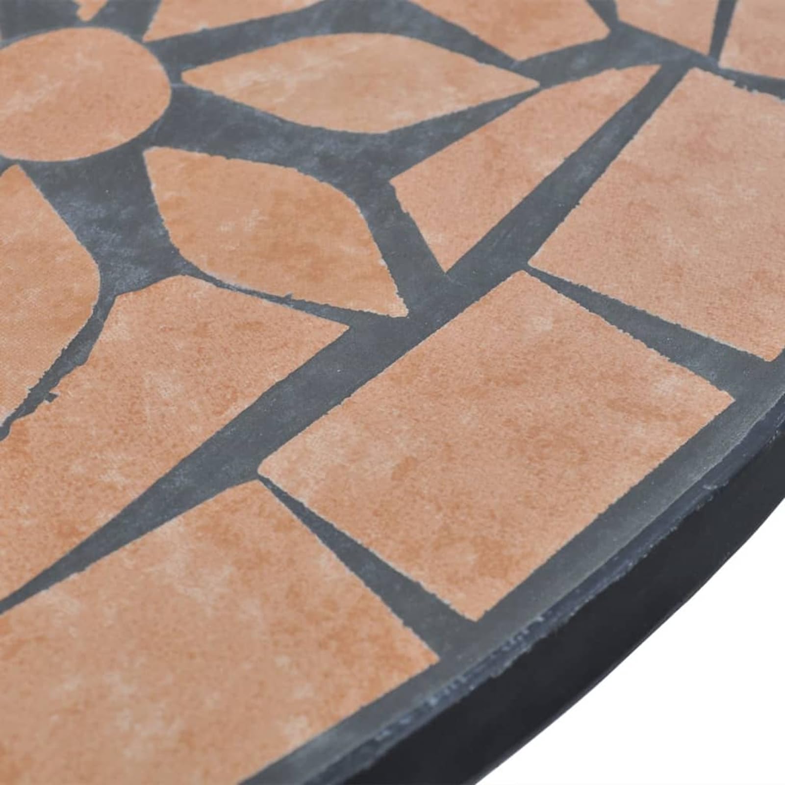 Homgoday Terrakotta-Rot Bistrotisch 60 cm Mosaik, Balkon-Garten, leicht zu reinigen, einfach montieren Model41528