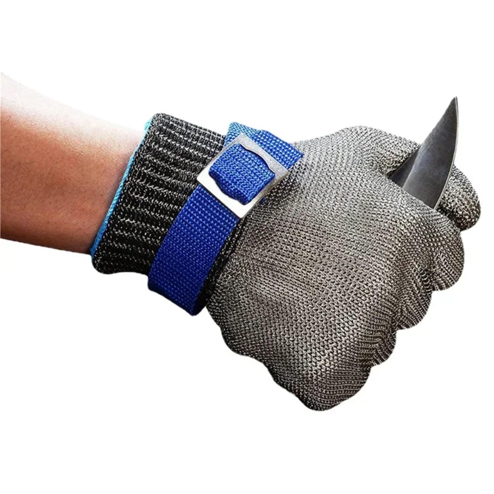 Guantes de acero inoxidable resistentes a cortes (1 unidad), nivel 5, HPPE, seguridad laboral, malla metálica, guantes cocina anticorte for carniceros Resistente a pinchazos(2XL-26cm)