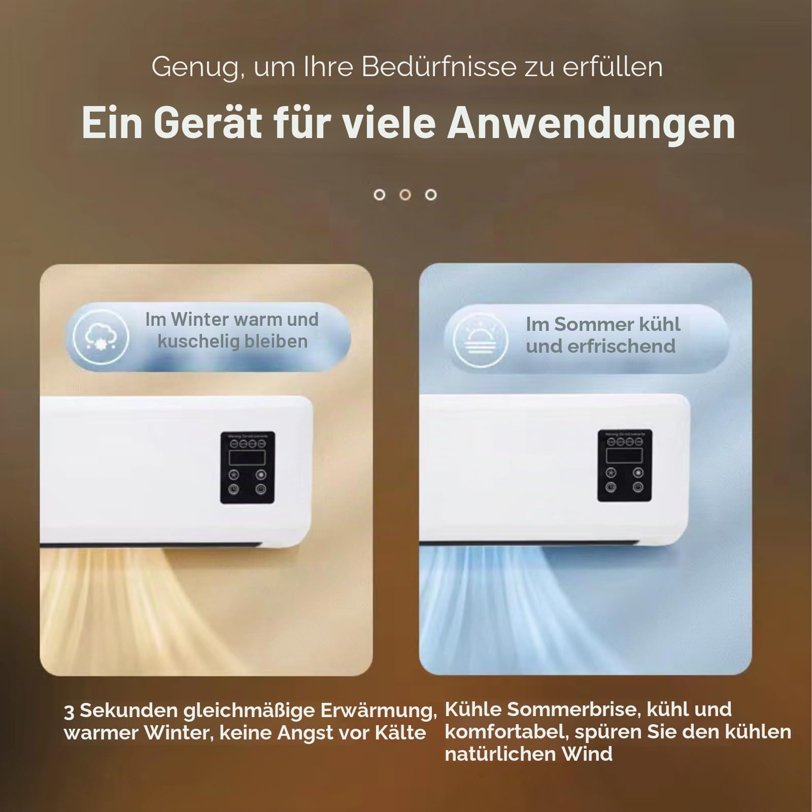 Mobile Klimaanlage ohne Abfluss, Split-Klimagerät ohne Außeneinheit, Wandventilator mit Fernbedienung