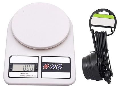 BSITFOW Digital Electronic Kitchen Scale Measuring Cups and Spoons White