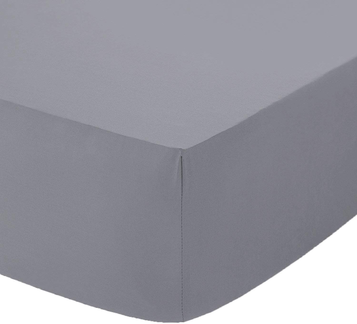 Haani Pack of 2 Extra Deep 16 inch (40cm) Plain Pollycotton Double Fitted Sheets (SILVER, FITTED SHEET)