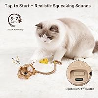 Vista 3 de Migipaws MigiMouse - Juguete interactivo para gatos con giro de 360° con cola meneante para gatos de interior, sensor de movimiento inteligente