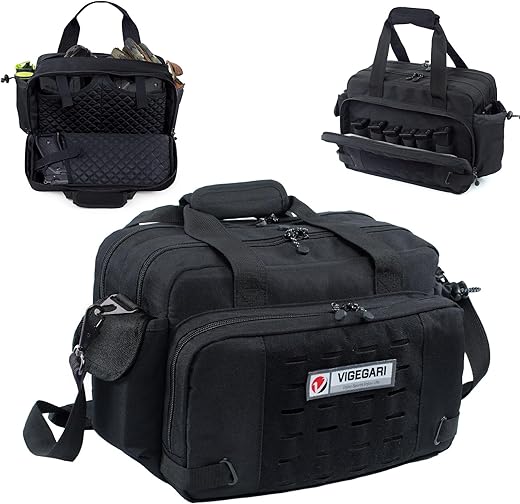 DO MORE & BE MORE Gun Case Bag Small | Tactical 2-Pistol Bag Handgun Duffle Bag with Lockable Zipper for Shooting Range Outdoor Hunting | US Flag Patch + MOLLE Pouch + Universal Holster Included
