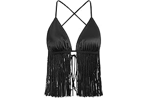 Sexy Cowgirl Lace Cross Halter Backless Tassel Top
