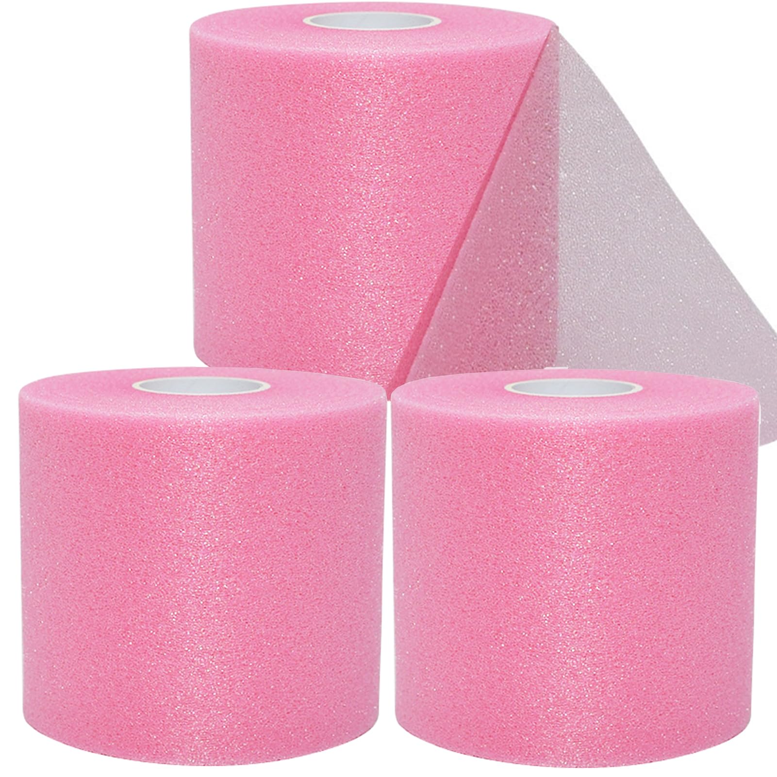 Pre Wrap Tape Athletic,3 Rolls X 22 Yards Pink Prewrap Headbands for Hair,Foam Underwrap Sports Wrap