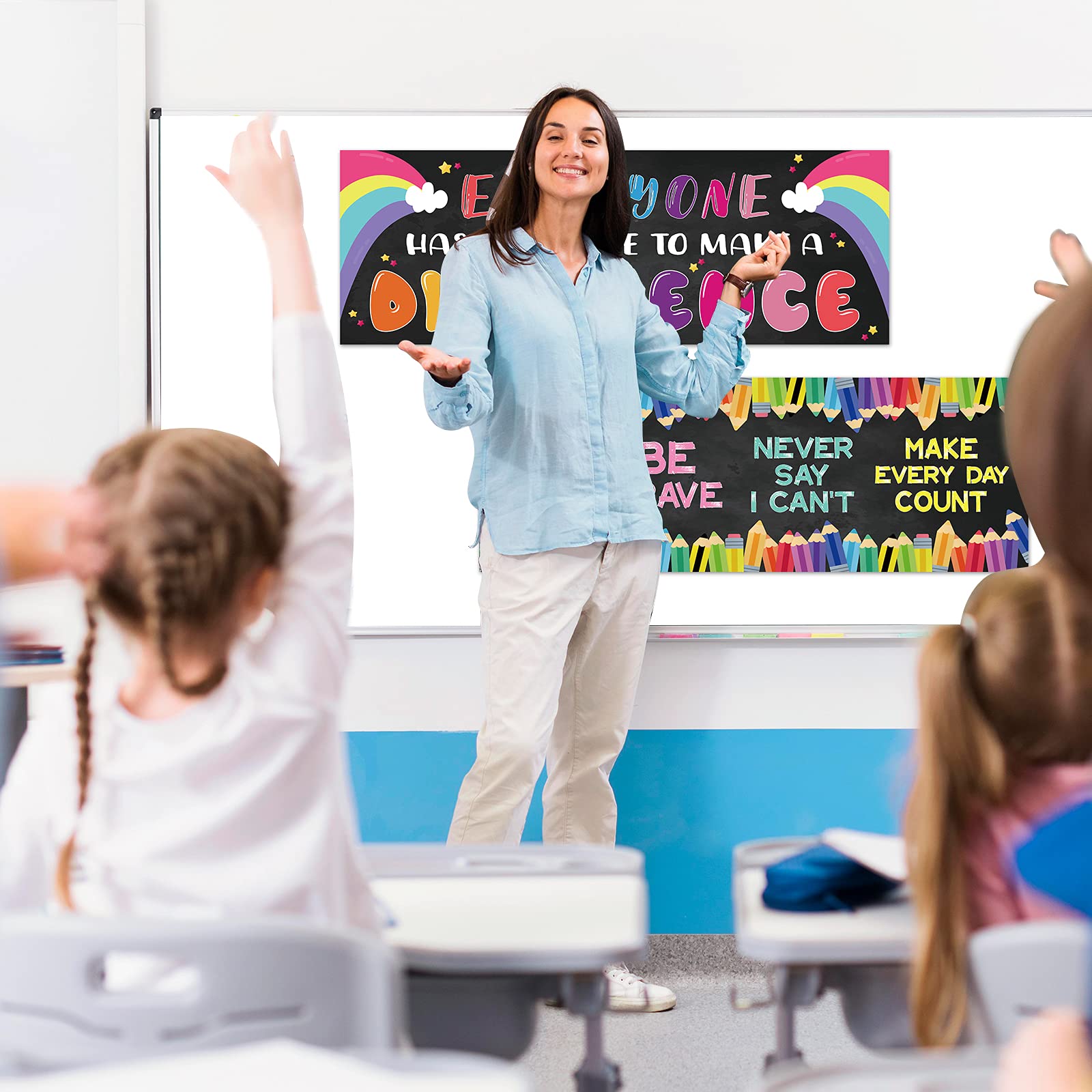 2 Pack Motivational Classroom Decorations Banner Posters for Teachers