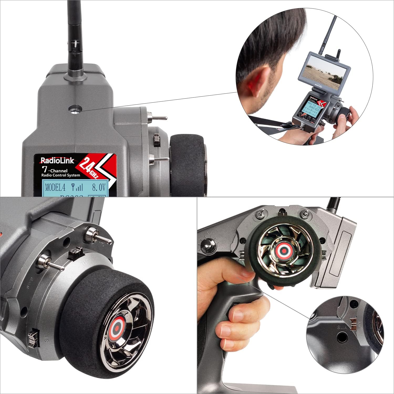 Radiolink RC6GS V3 7 Kanäle 2.4GHz RC Sender mit 2 Stück Empfängern R7FG, Gyro Telemetrie integriert, Dual Mix programmierbar für RC Auto Truck Buggy Crawler RC Boot(Englisches Menü)