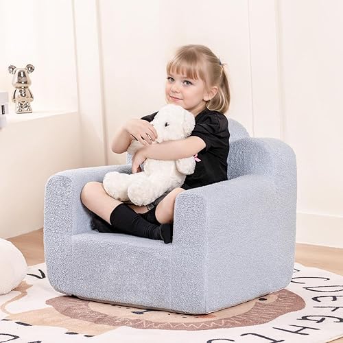 Miniatura 99 de Tiita Silla infantil de felpa para niños, sofá de felpa que brilla en la oscuridad, sofá para niños pequeños con funda lavable, asa de transporte,