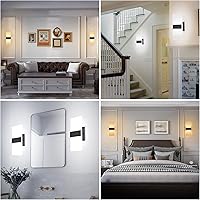 Vista 20 de TRLIFE Dimmable Wall Sconces, Modern Wall Sconces Set of 2 Hardwired Wall Mounted Lights 12W 6000K Cool White LED Wall Sconce Lighting for Bedroom