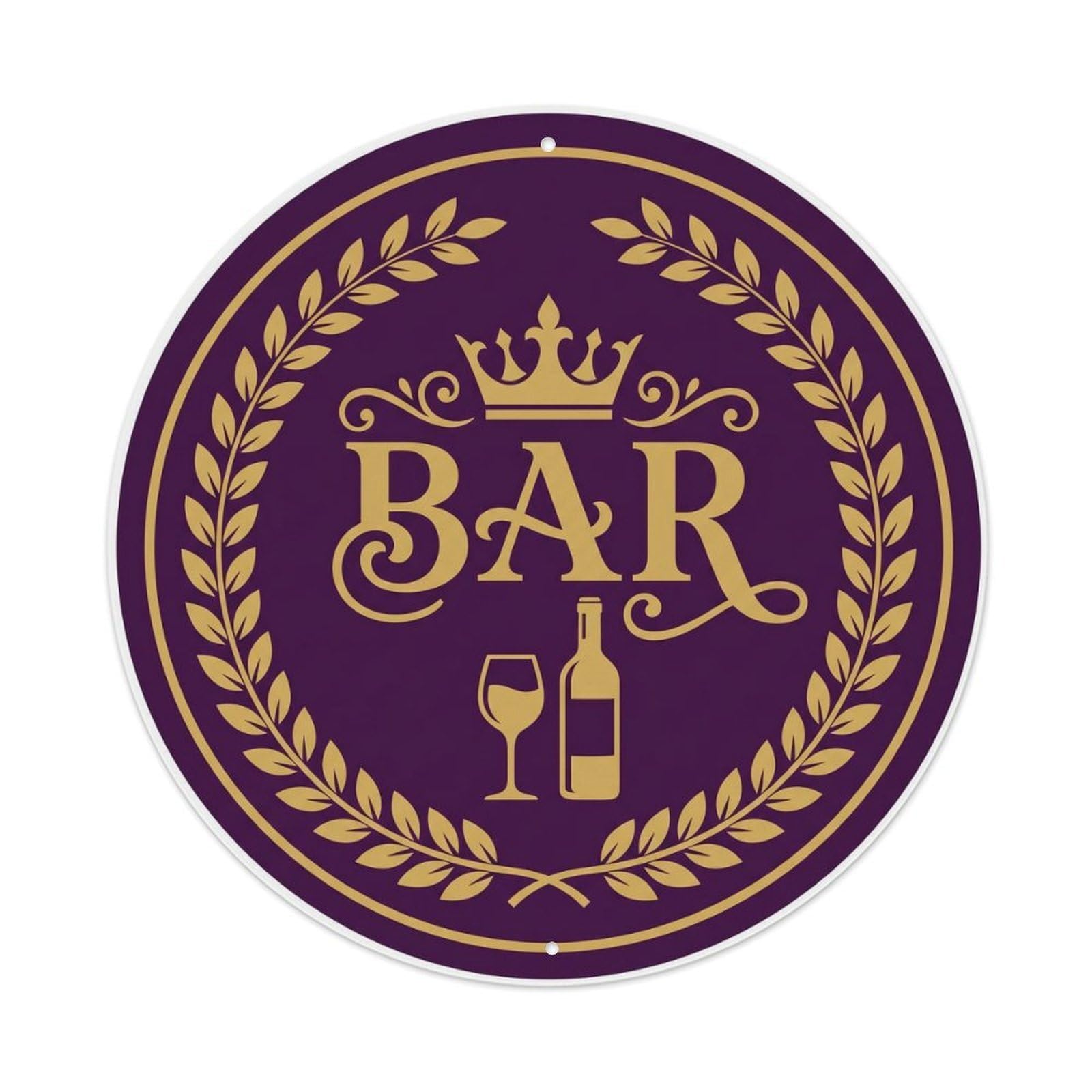 BAR Royal Tavern Ornament Metal Tin Sign Plaque Wall Decor for Cafe, Club Bar, Office, Home Garden Round Metal Poster 8x8Inch