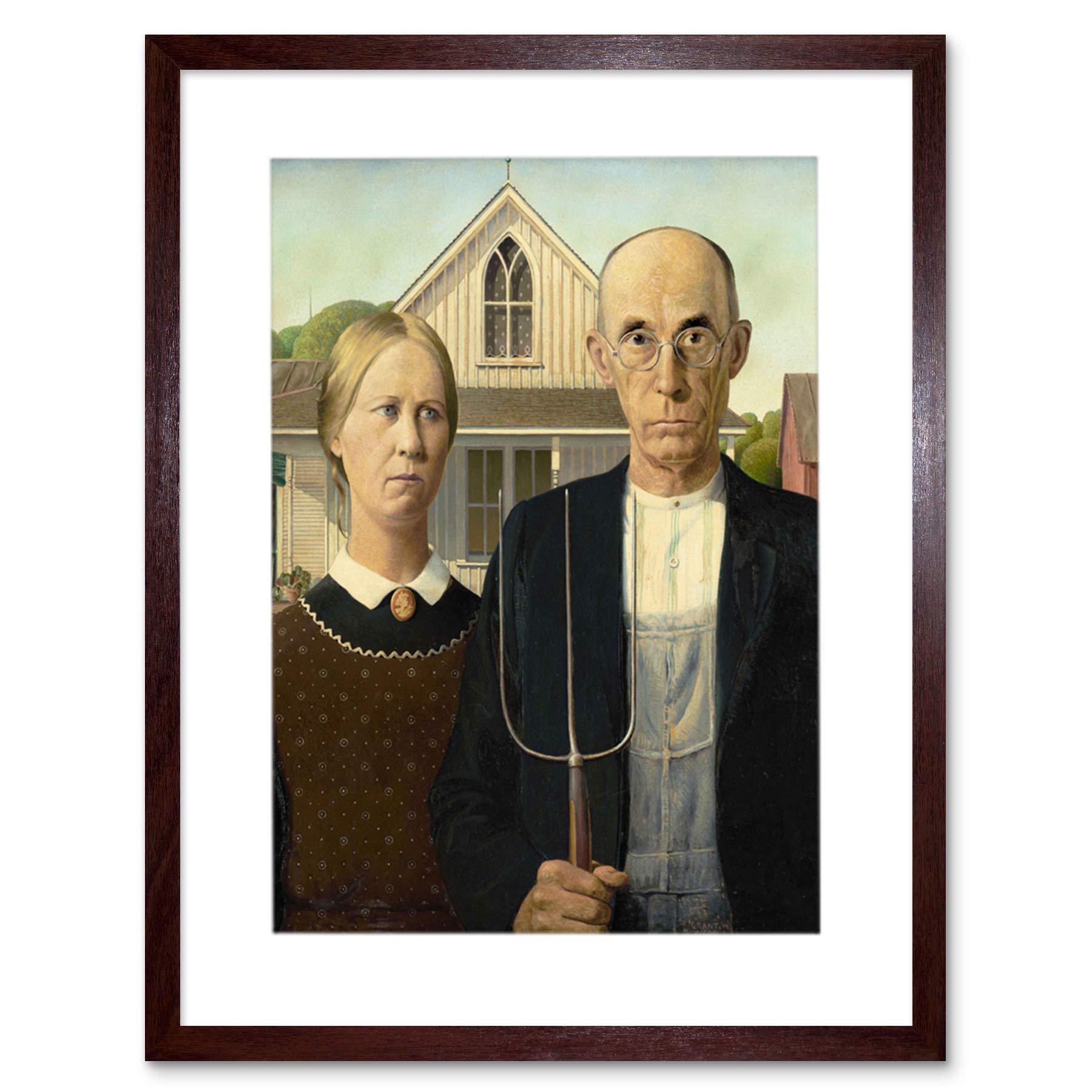 Wee Blue Coo Grant Wood American Gothic Framed Wall Art Print