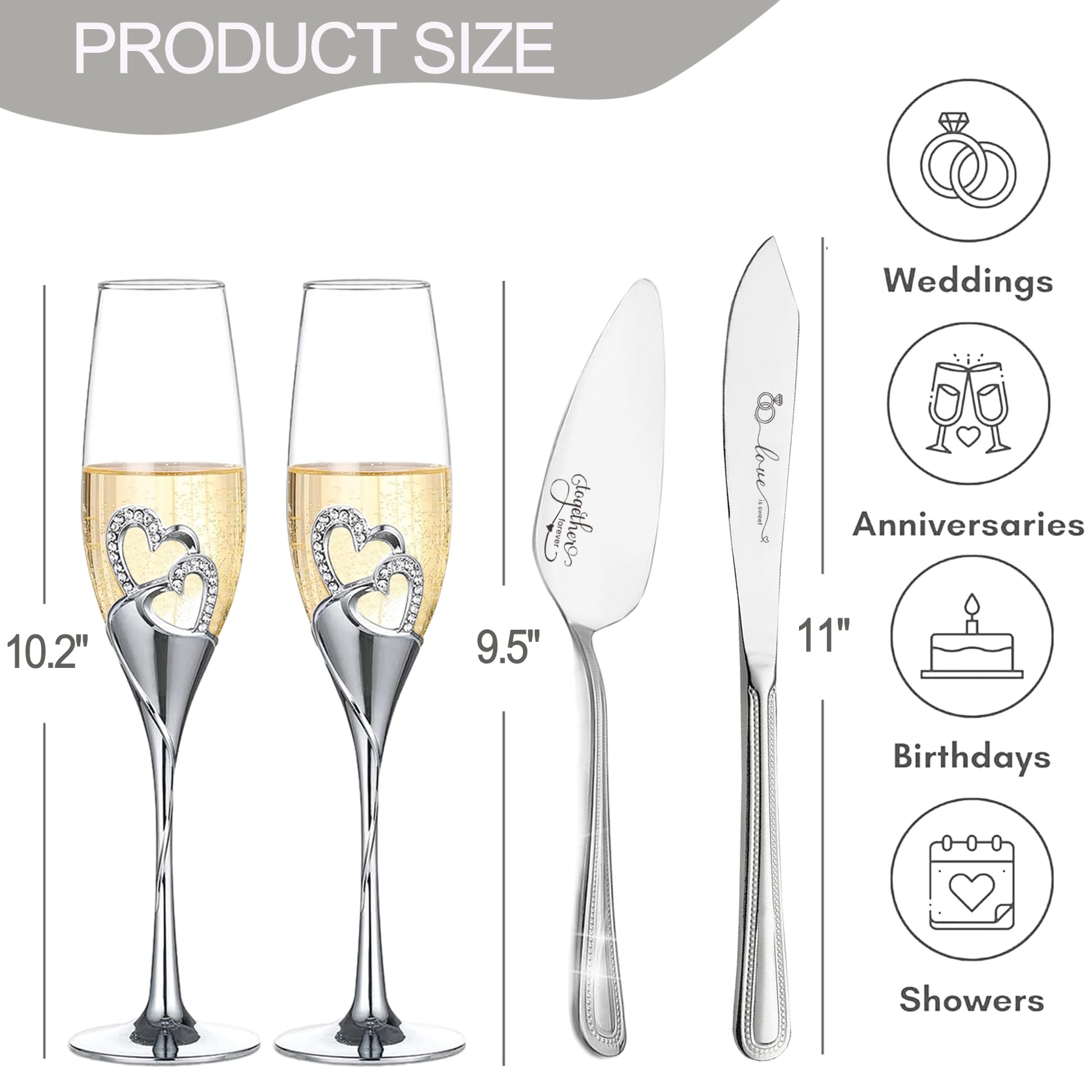 Wedding Cake Knife Set - Champagne Flutes Gift -7 Wedding Cake Knife Set - Champagne Flutes Gift -7