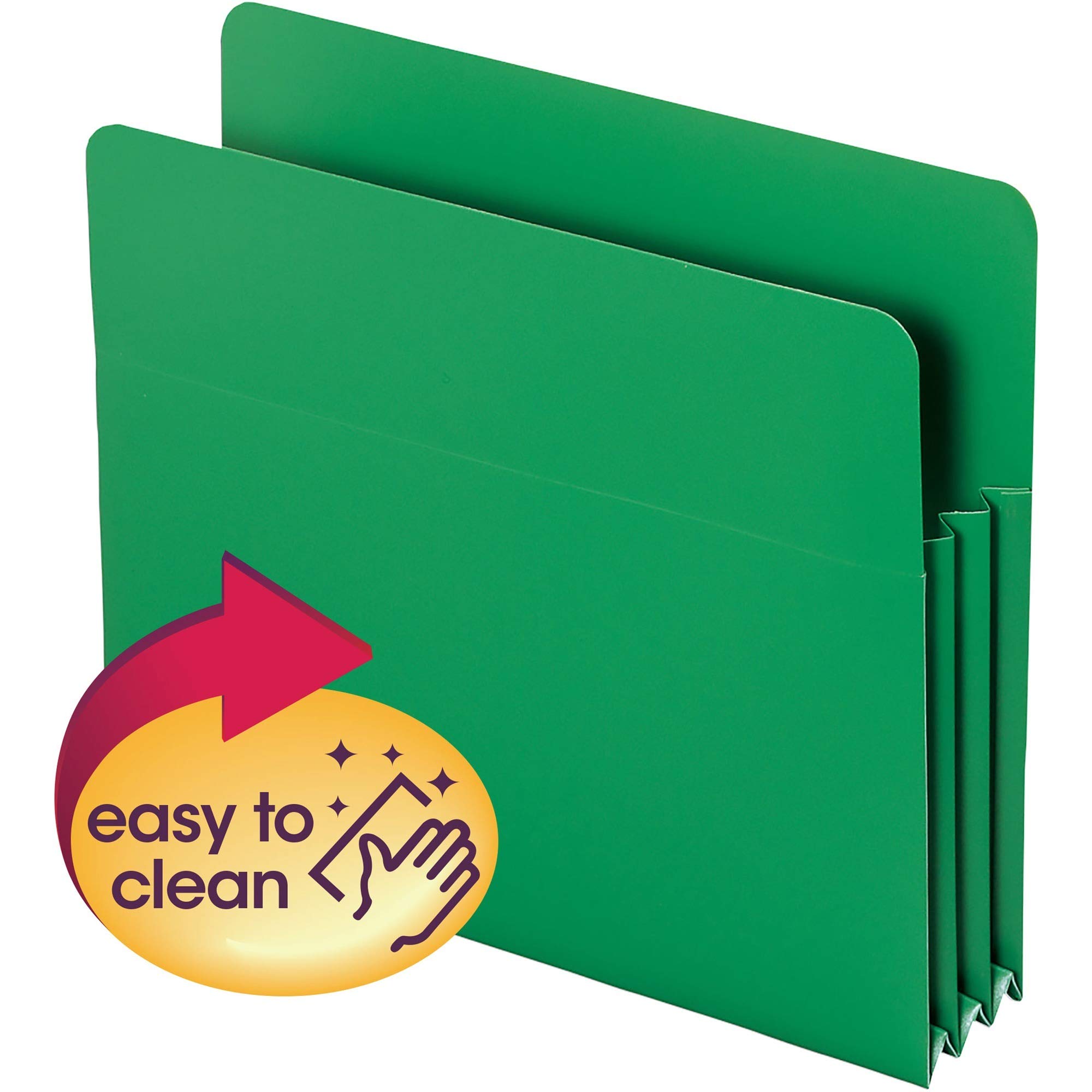 Smead Poly File Pocket, Straight-Cut Tab, 3-1/2" Expansion, Letter Size, Green (73502)