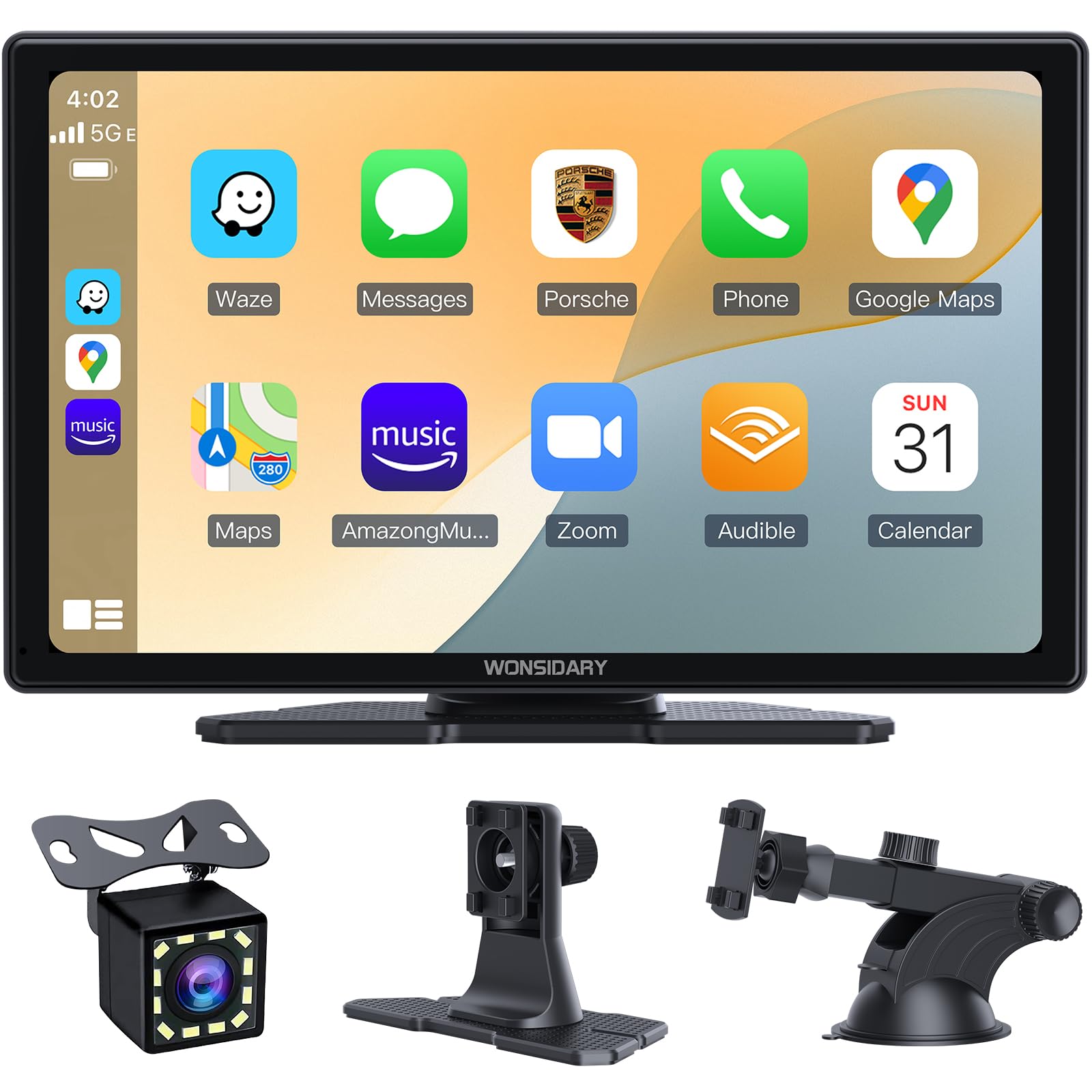Carplay Screen for Car 9 Inch HD IPS Wireless/Wired Touch Car Play Screen,Compatible with Apple CarPlay & Android Auto and Mirror Link,Backup Cam,Light Sensitive,Bluetooth Audio,GPS,Siri