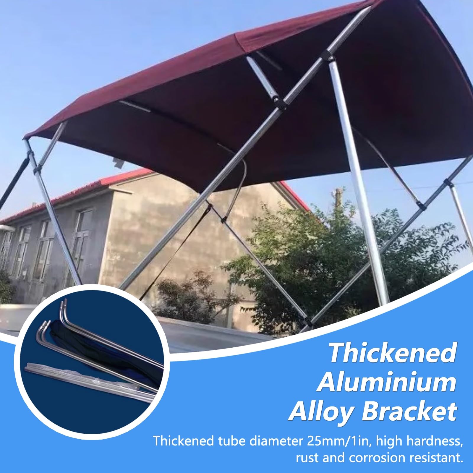 Tendalino per Barca, Bimini Top per Barca, Elevata Stabilità, Impermeabile E Parasole, Adatto per Imbarcazioni con Scafo Rigido(110-130cm/43.3-51.2in)