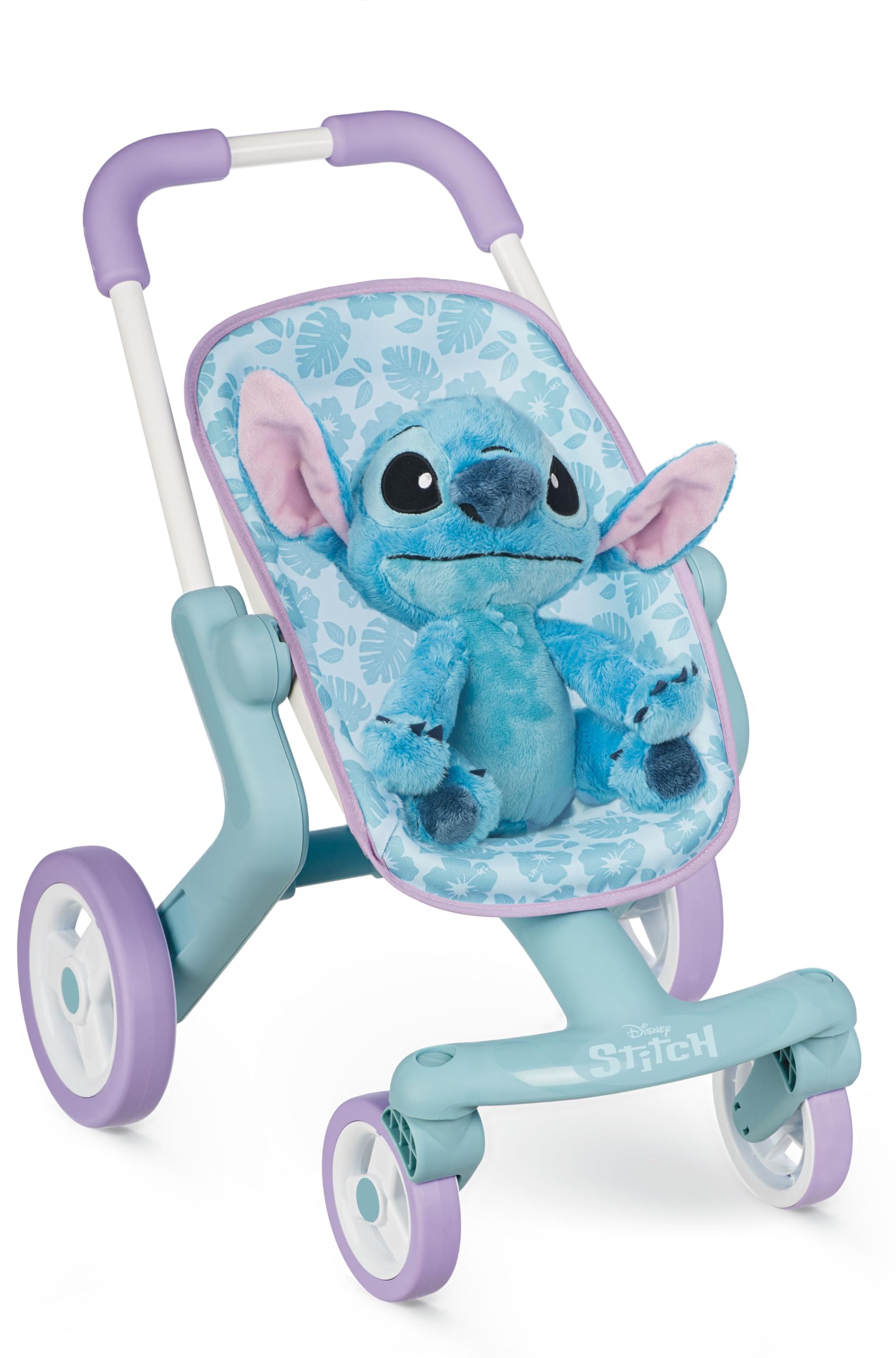 Smoby Sillita de Paseo Stitch con Peluche 25 cm Asiento de Tela Estructura Metálica Manillar Ergonómico Ruedas Delanteras Multidireccionales Desde 18 Meses Fabricado en España (7600251225)