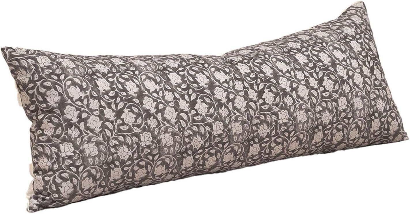 DOMVITUS Floral Pillow Covers, 14x36 Lumbar Pillow Cover, Block Print Pillow Cover, Decorative Neutral Accent Throw Pillow Covers for Bedroom Living Room, 1PC, Taupe - Image 8