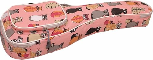 Miniatura 2 de MUSIC FIRST Funda de lona para ukelele MISS CAT para ukelele, correas de hombro dobles, diseño original (apto para ukelele soprano de 21 pulgadas,