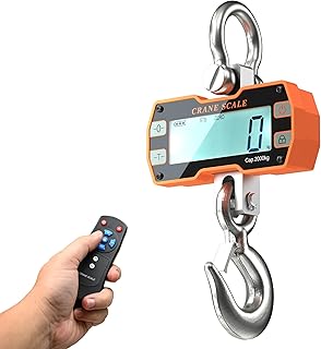 2000kg/4000lbs Industrial Crane Scale, Aluminum Alloy Hanging Scale w/Remote Control, Rechargeable Industrial Crane Scale w/Large LED Display