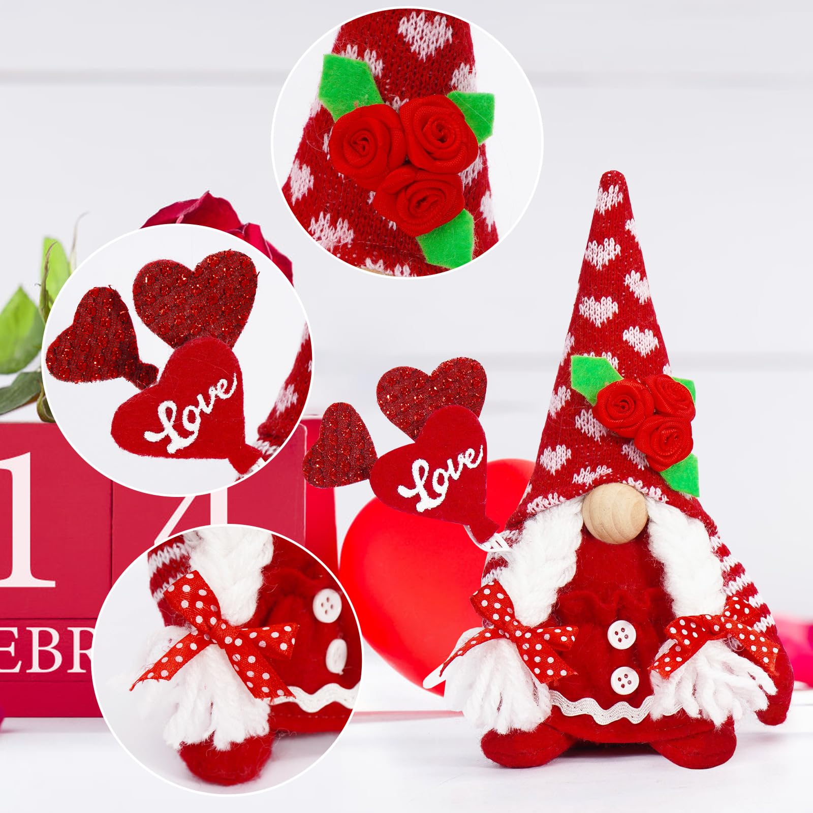 Bambola Gnomo LED Di San Valentino – Peluche Senza Volto Illuminato, 29 Cm, Decorazione Romantica Per Divano E Comodino