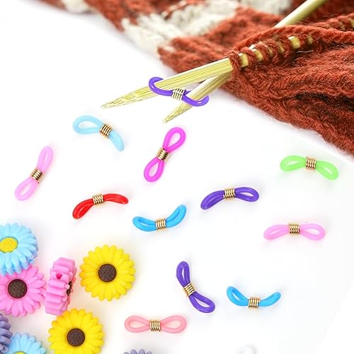 Miniatura 6 de 24 tapones de aguja de tejer, lindos tapones de silicona para tejer margaritas, sol y flores, aguja de tejer, protectores de punto de aguja para