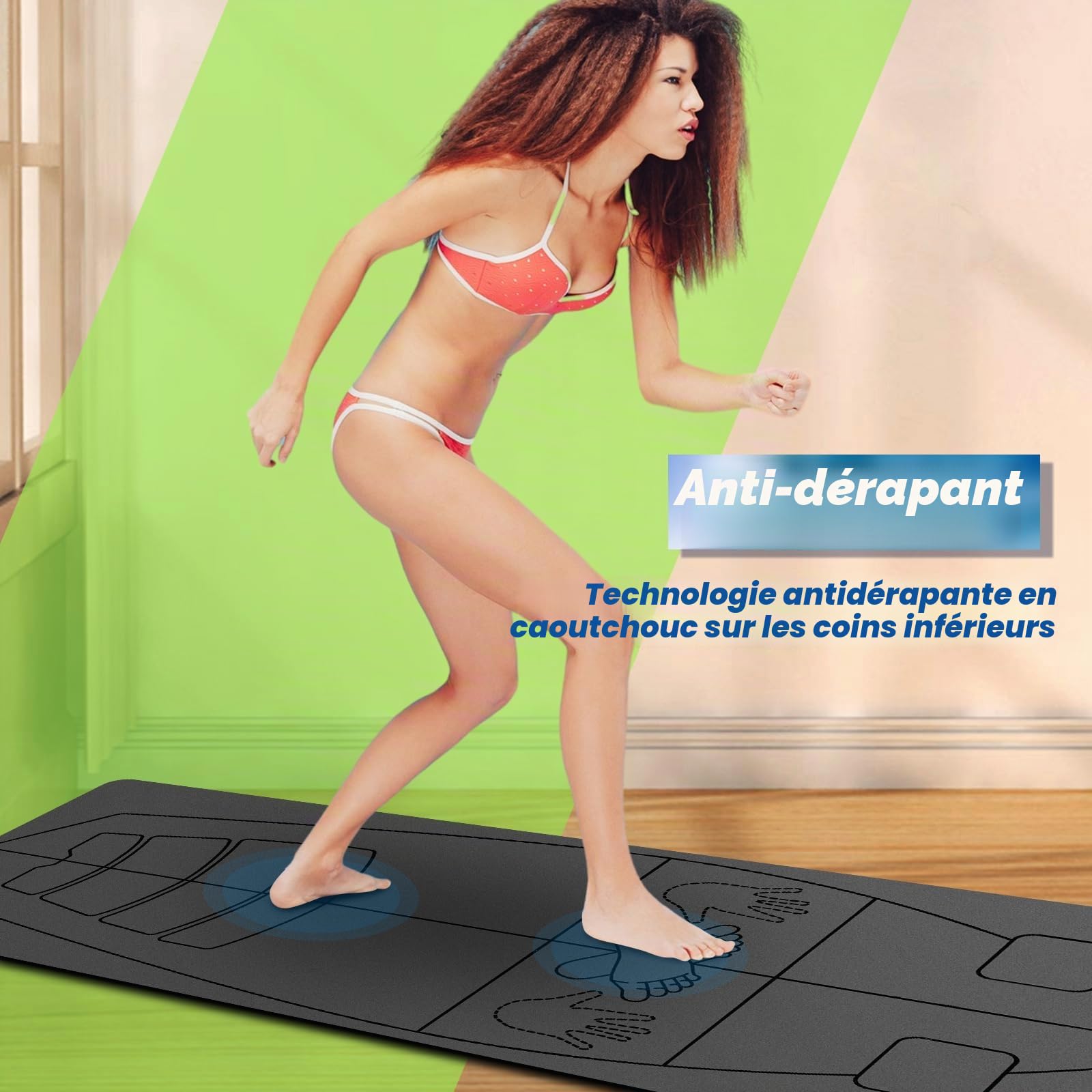 JellyArch Tapis de surf pour pratique pop-up, surf, équilibre, entraînement - 182,9 x 68,6 cm - Très grand tapis de yoga pliable en caoutchouc antidérapant avec sac pour homme et femme - Cadeau de