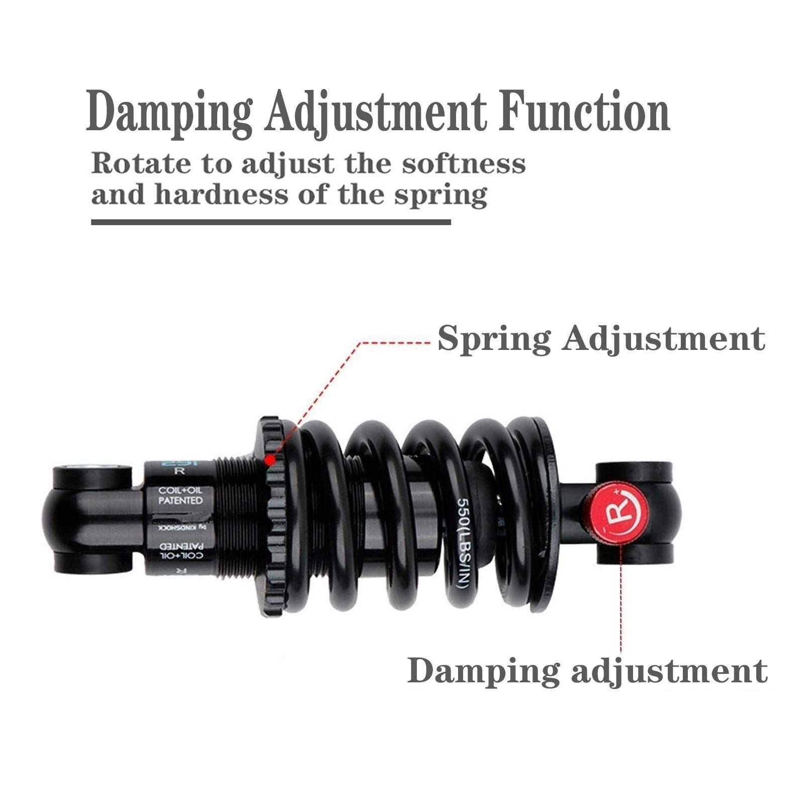 Amazon.co.jp: MTBリアショック アブソーバー 165mm 山 調整可能な