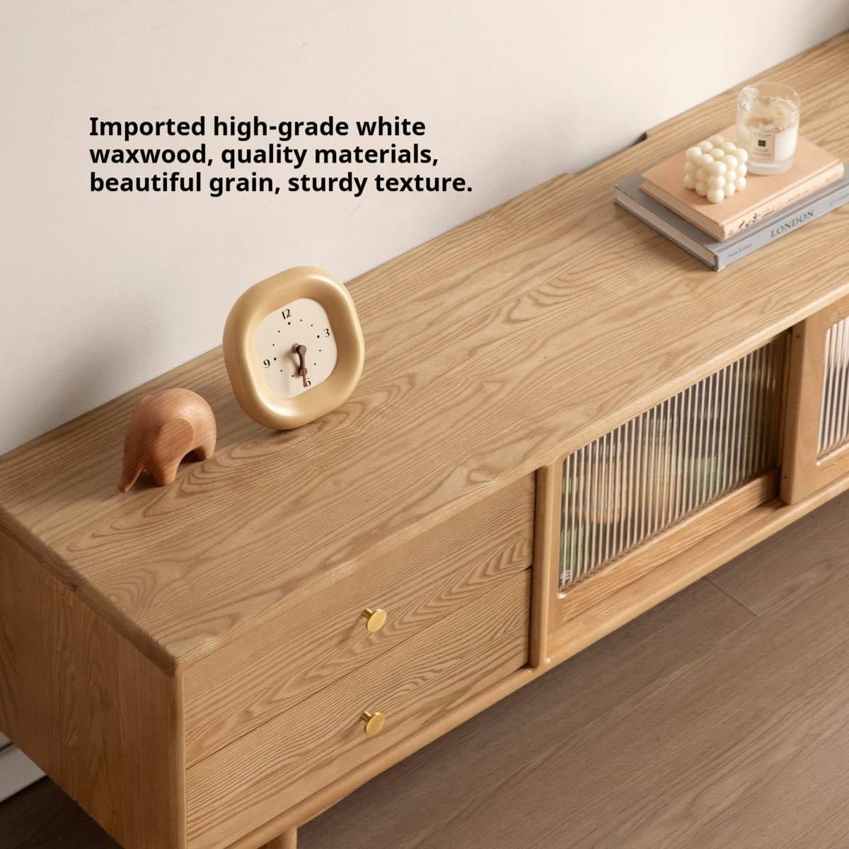 GVAwood Ash Solid Wood Modern TV Cabinet 70.9×15.7×19.7 inch / 180×40×50 cm/Natural Wood Color/tv Cabinet