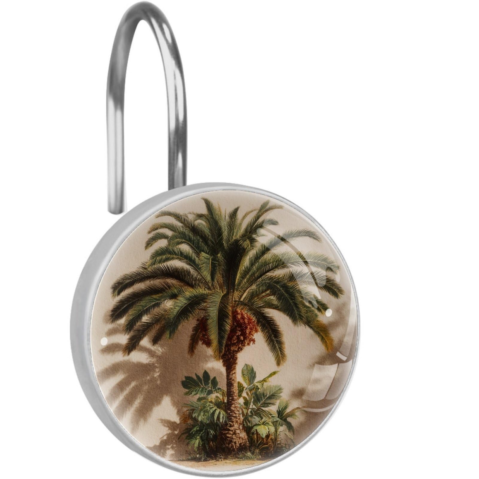 VAPOKF Shower Curtain Hooks, 12PCS Vintage Palm Tree Shower Curtain Hook for Bathroom Decors Home Bedroom