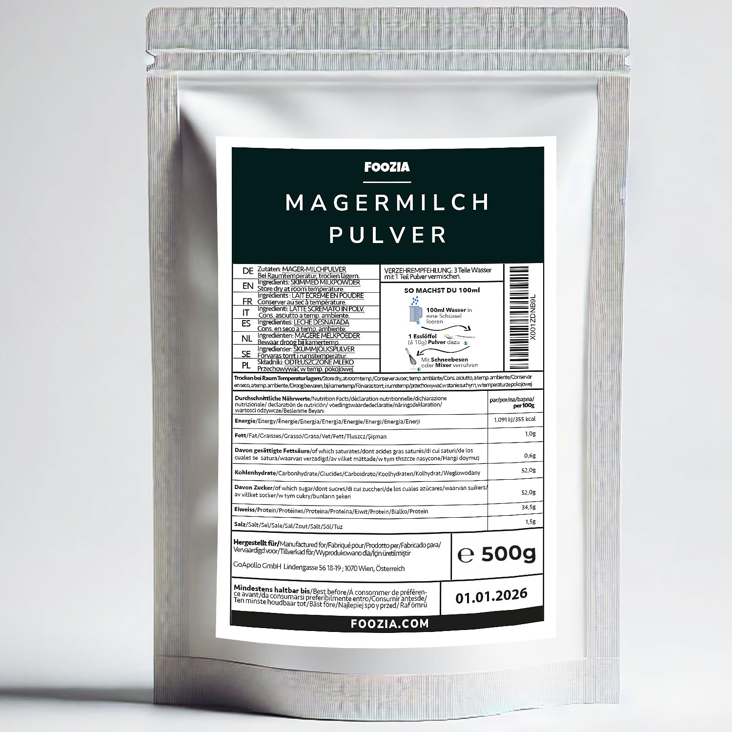 Leche desnatada en polvo Foozia 500g