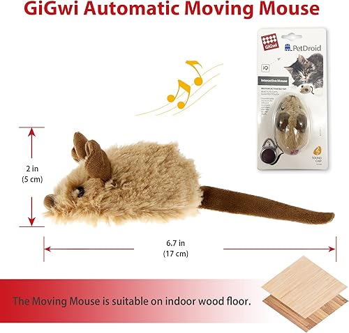 Miniatura 5 de Gigwi Juguete interactivo para gatos con sonido chirriante realista, juguete automático para gatos de interior, juguete electrónico para jugar y