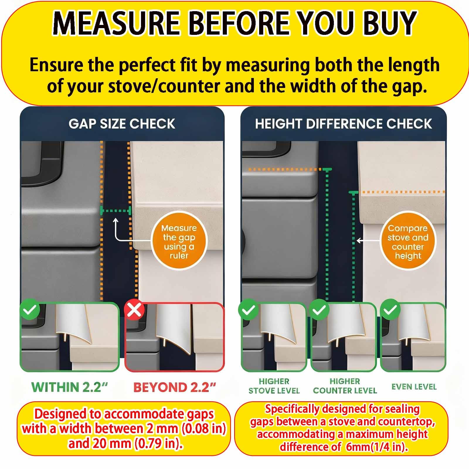 Silicone Stove Gap Covers - Keep Kitchen Clean -4