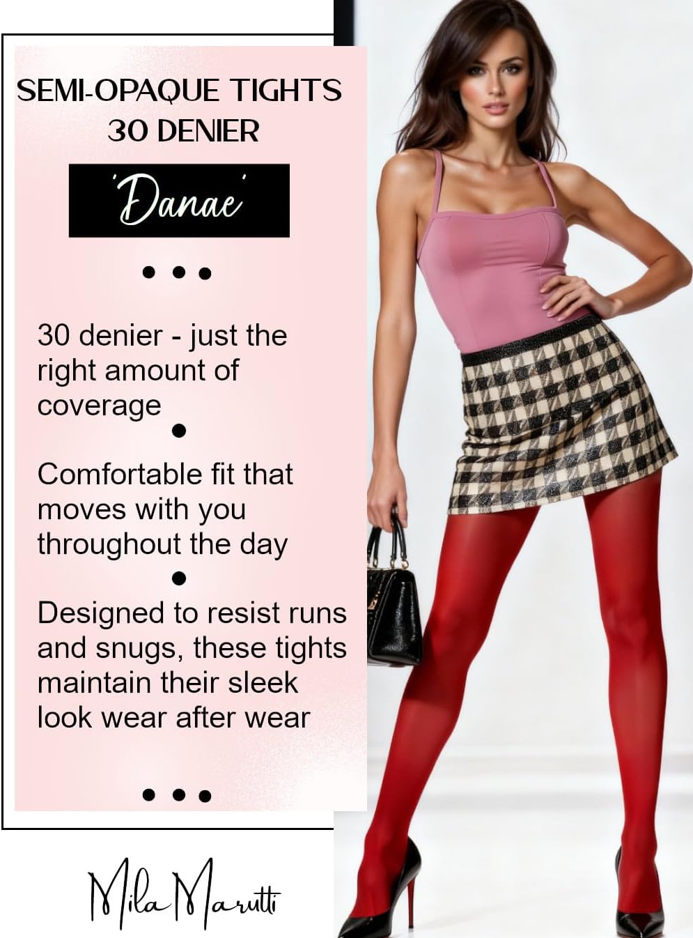 Mila Marutti Classic Semi Opaque Women's Tights | Stockings for Women 30 Denier Pantyhose Nylons - Image 3