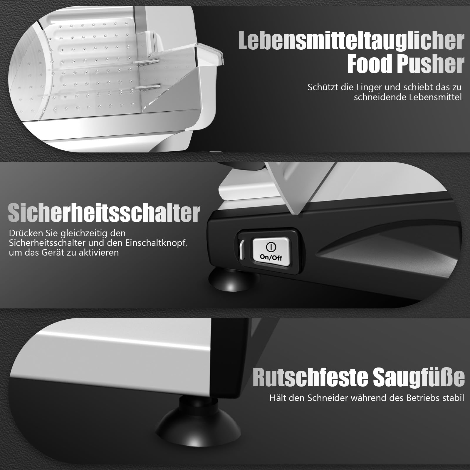 YASHE Elektrische Allesschneider 200W Brotschneidemaschine 19CM Edelstahlklingen 0-15mm Einstellbare Schnittstärke