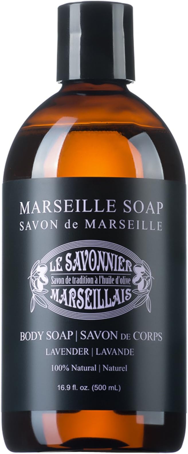 LSM Soaps Le Savonnier Marseillais Liquid Body Soap, Lavender, 16.9 Fluid Ounce