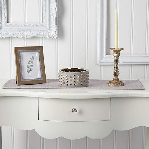 Miniatura 3 de Nearly Natural Macetero Regal de 6.75 pulgadas con detalles dorados