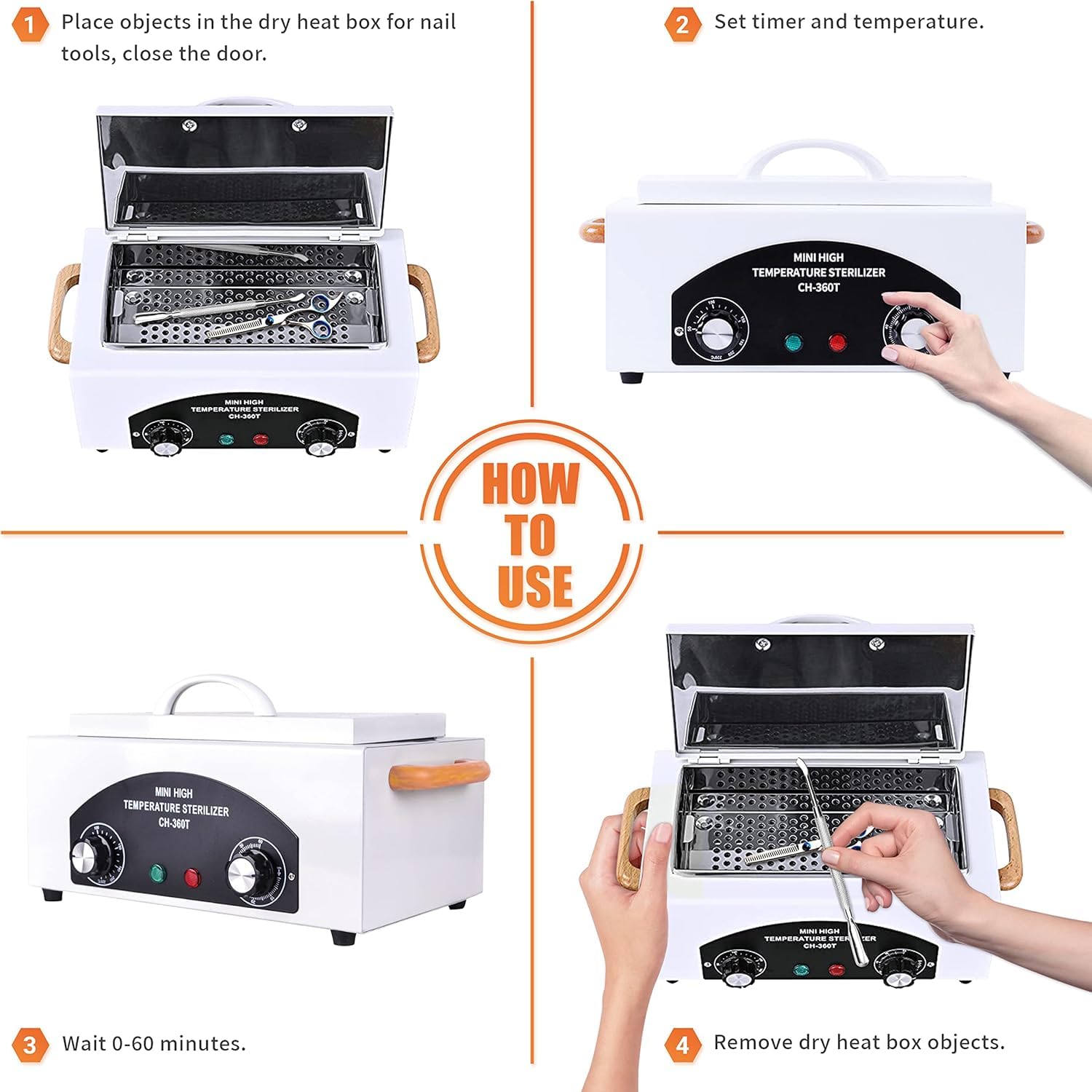 Caja de Limpieza de Herramientas de Metal de Alta Temperatura, 1.5L 300W Esterilizador de Utensilios de Peluquería y Tatuaje con Temperatura y Tiempo Ajustables para Spa, Salones, Peluquerías