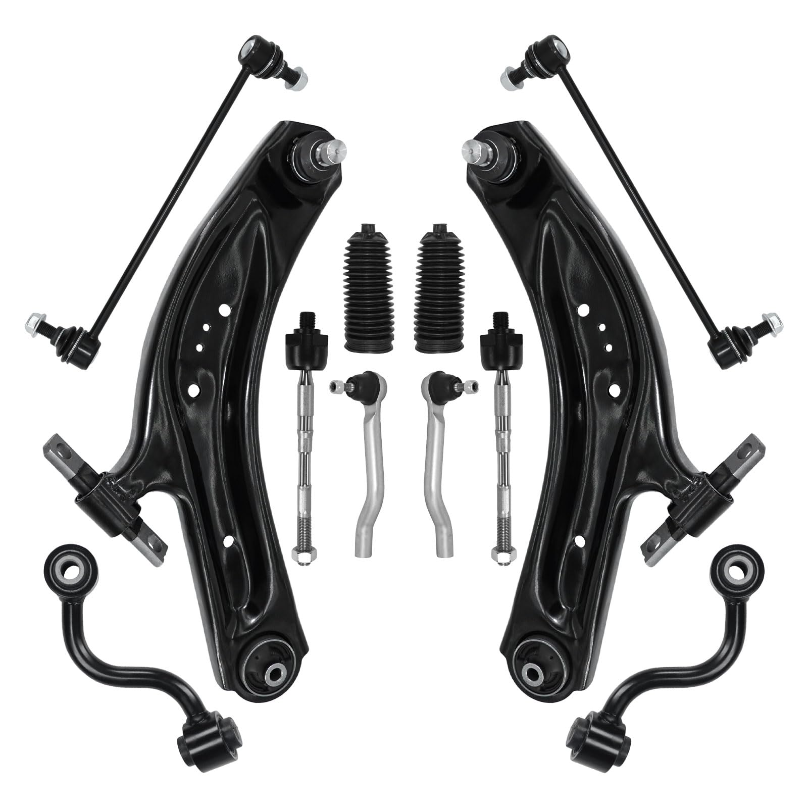HAWK BROTHER 12pcs Front Suspension Kit Lower Control Arm Inner Outer Tie Rod Boot Front & Rear Sway Bar Link Replacement for 2014-2020 Nissan Rogue