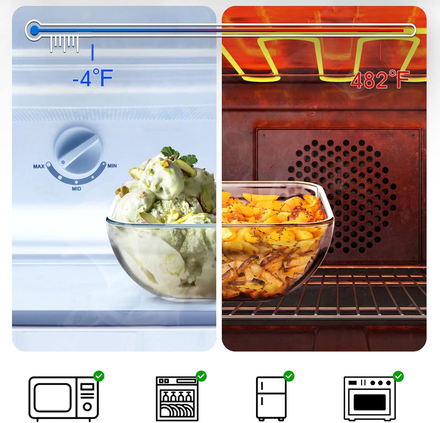 NUTRIUPS 6 inch Deep Square Glass Bowl Set of 3, 27oz Clear Tempered Glass Serving Bowls Microwave and Oven Safe, Glass Cereal Bowl Set - Image 6