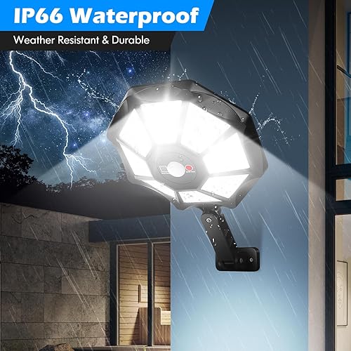 Miniatura 7 de Luces solares para exteriores impermeables, luces de inundación LED de 6500K 168 luces para exteriores con sensor de movimiento, iluminación solar