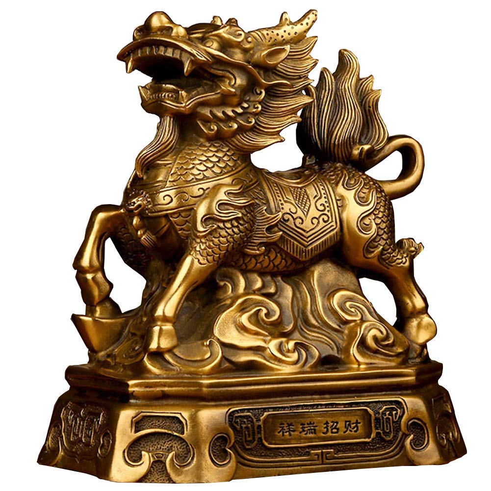 SnamicE brass statue figurine ornament chi lin/kylin sculpture wealth prosperity home decoration, best housewarming congratulatory gift,b,B-A