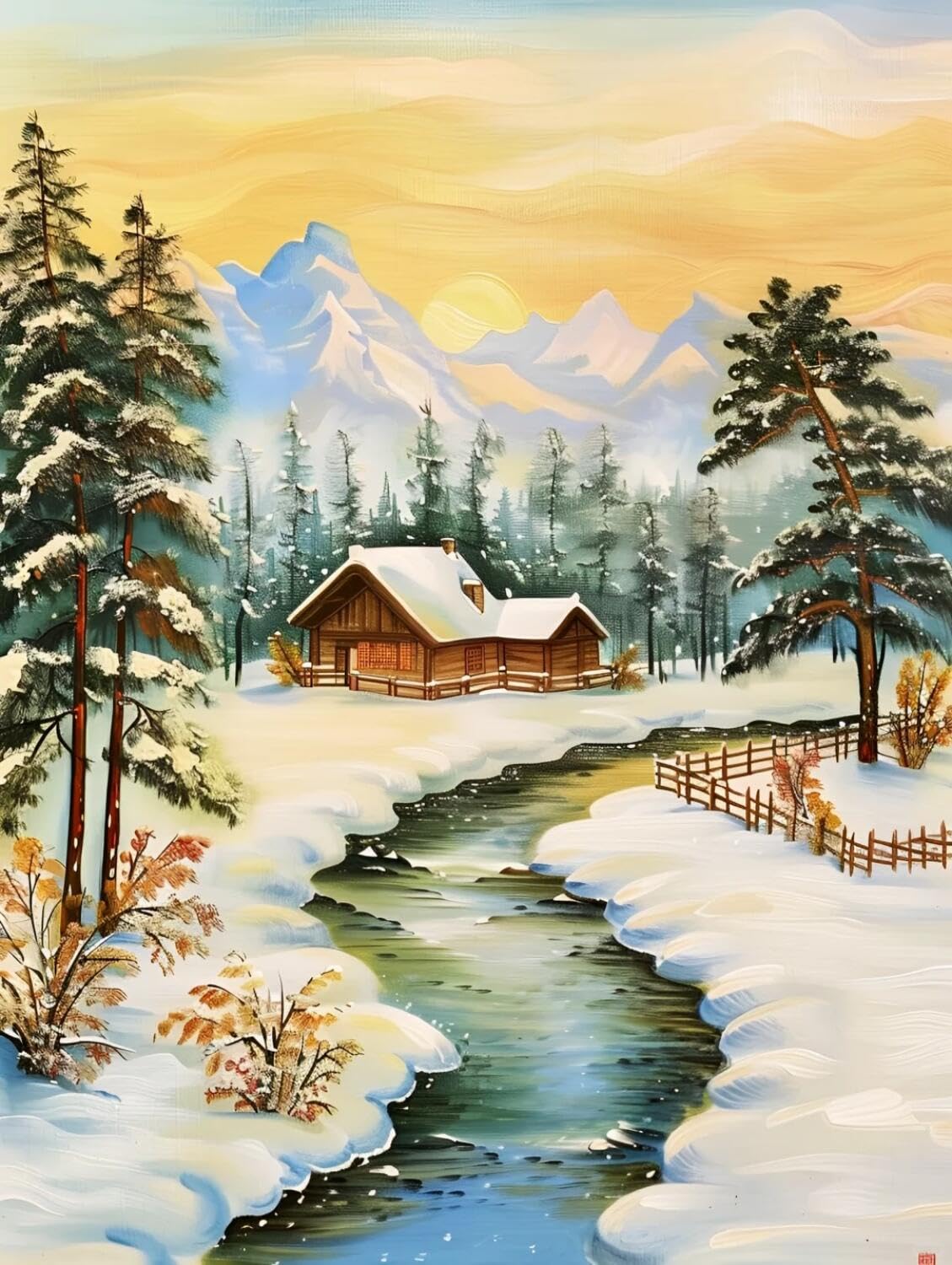 Rqwybcaxn Bead Cross Stitch Kits Winter Snow Scene 40x50cm