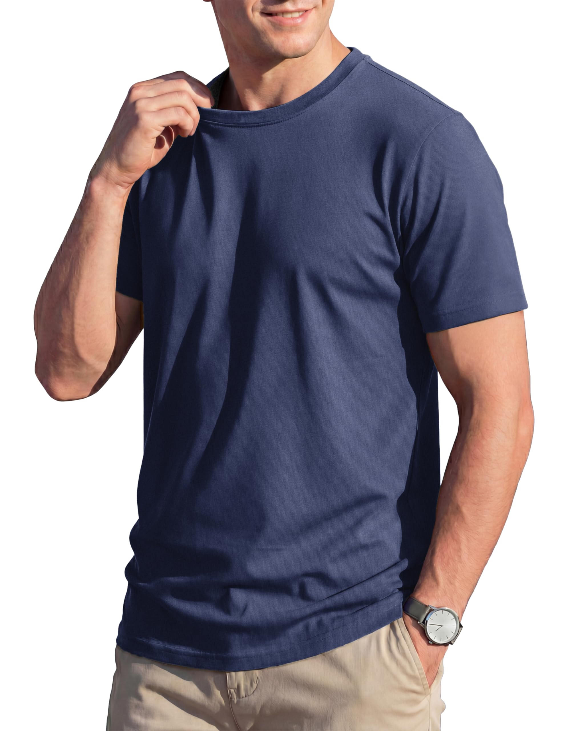 TACVASEN T Shirt Herren Kurzarm Baumwolle T-Shirt Rundhals Sommer Tshirt Regular Fit Basic Tops Weiches Casual Oberteil