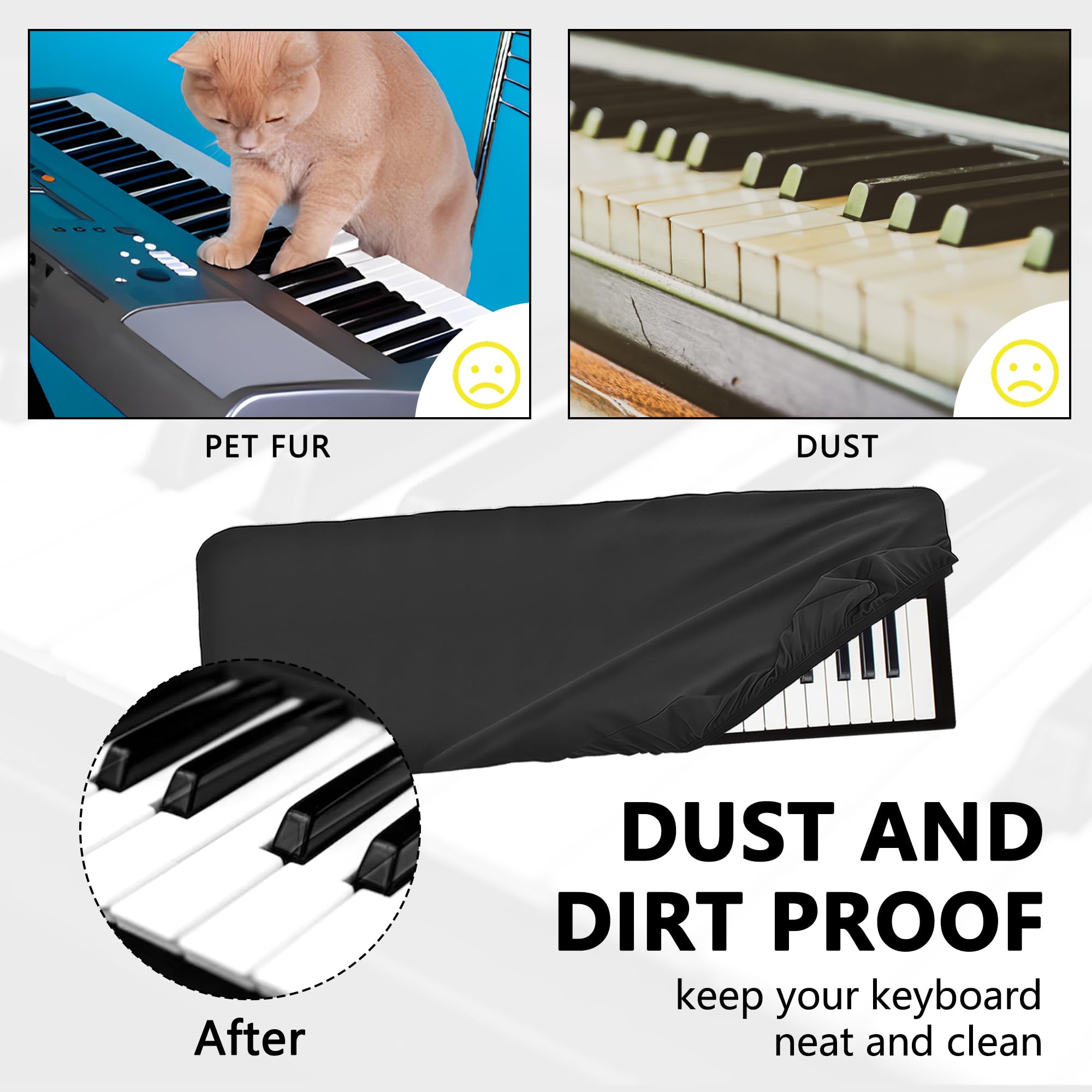 Musiin Staubschutz für Klaviertastatur mit 49 Tasten, kompatibel mit Native Instruments A49, M-Audio Oxygen 49 und Nord Synthesizer Lead A1, hochwertiges Chinlon, kratzfest und staubdicht, Soft-Touch