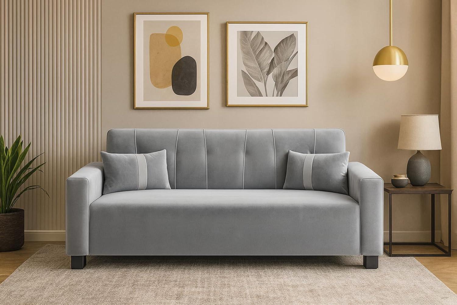 Habitatio 3 Seater Sofa Set | Soft Velvet Suede Fabric | Modern Design | Plush Comfort Cushions for Living Room (Light Grey) Habitatio 3 Seater Sofa Set | Soft Velvet Suede Fabric | Modern Design | Plush Comfort Cushions for Living Room (Light Grey)