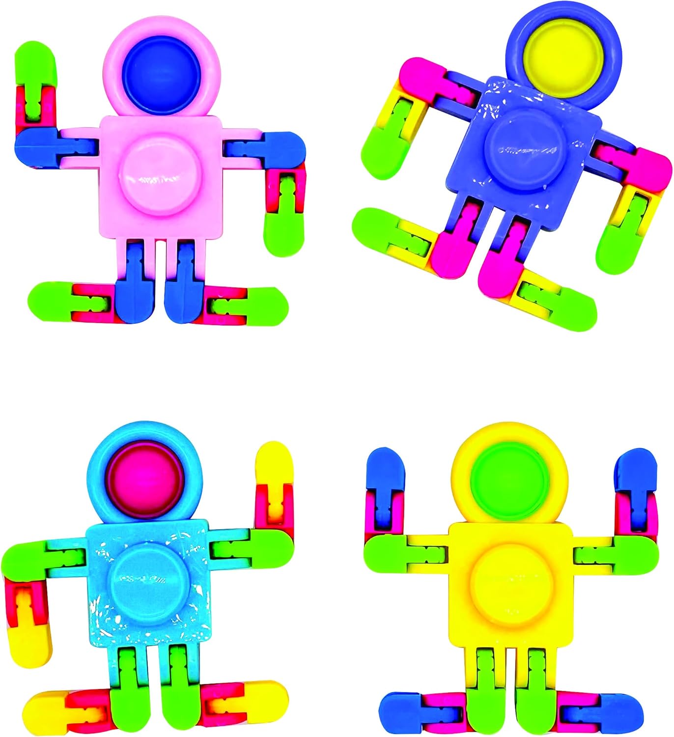 Raymond Geddes Pop ‘N’ Spin Toys for Kids (Pack of 24) - 3-in-1 Whacky Guy Stress Toys for Kids - Fun School Supplies