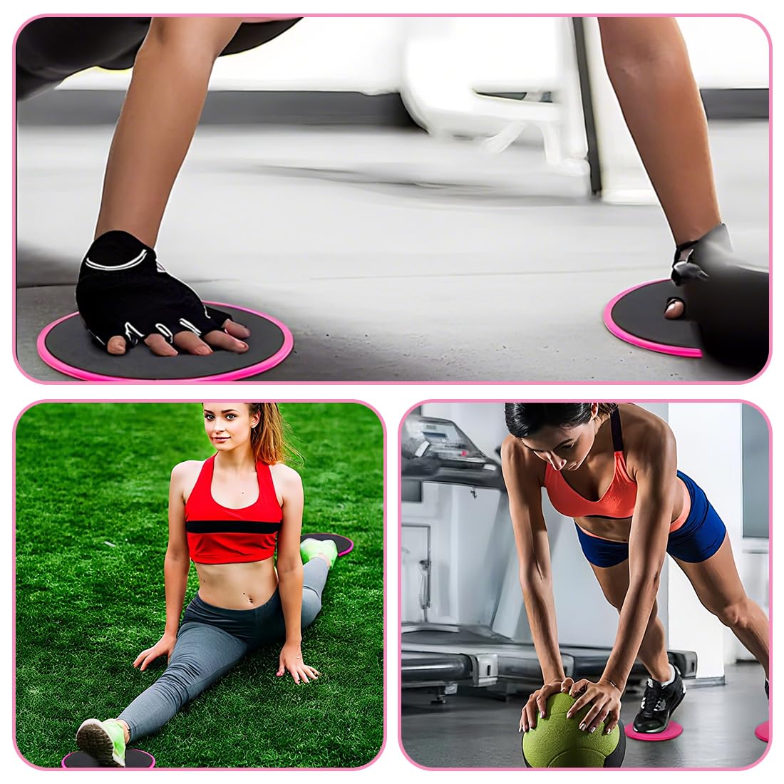 4 Stück Sliders Fitness Core Sliders Doppelseitige Gliding Discs Gleitscheiben Sport Handstand Blöcke Doppelseitige Gliding Discs Exercise Slider für Hause Gym Training Bauch Workouts(Pink,Green)